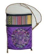 Shoulder Bag Fabric Event Festival Purse 6 x 8.5” Multicolor 12” Strap O... - $20.83