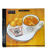University of Wisconsin Snackers Cup &amp; Plate Set: Badgers, College Football - $19.79