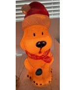24&quot; Puppy Dog Christmas Lighted Blow Mold With Santa Hat Winter Wonder - $1,446.77 MXN