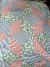 Vintage Handmade Quilt 6 Point Star Pattern ,74” X 88” - £56.96 GBP