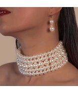Wear Peal Neck and Ear Accents Five Stacked Strands of Pearls and Matching Earri - $23.95