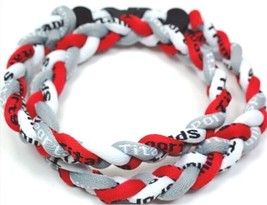 3 Rope Tornado Boys Youth Baseball Energy Necklace 18&quot; 20&quot; Red White Gray - £7.50 GBP