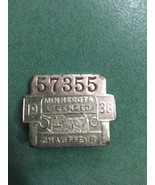 Old vintage Minnesota 1938 licensed Chauffeur Badge #57355 pin  - €34,56 EUR