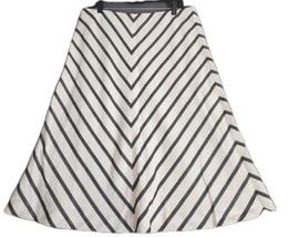 Talbots Womens Sz 12 Chevron Striped Lined A-Line Skirt Linen Blend Side... - $21.78