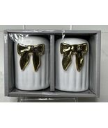 Kirkland Salt &amp; Pepper Set Shaker White With Gold Bows New - $12.82