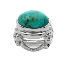 Sterling Silver Oval Turquoise East-West Ring Size 5 - £40.27 GBP