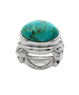 Sterling Silver Oval Turquoise East-West Ring Size 5 - £40.44 GBP