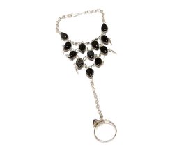 Mia Jewel Shop Teardrop Cat&#39;s Eye Multi Glass Beaded Silver Metal Chain Link Har - £11.82 GBP