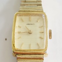 Vtg Seiko Watch Women Gold Plated Manual Wind Up Safety Chain 11-4800 6.5&quot;Read - £30.12 GBP