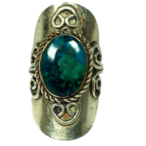 Artisan Handmade Ring Size 8.5 Blue Stone - £18.42 GBP