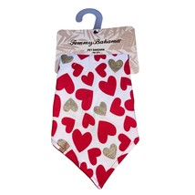 Tommy Bahama Valentines Day Dog Bandana Red &amp; Gold Hearts Print One Size - £11.04 GBP