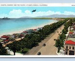 Biplane Over Coastal Highway Santa Monica California CA UNP WB Postcard L12 - $4.42