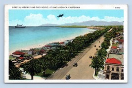 Biplane Over Coastal Highway Santa Monica California CA UNP WB Postcard L12 - £3.49 GBP