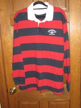 Vintage Aeropostale Red &amp; Navy Striped Long Sleeve Rugby Shirt - Size XL - £19.41 GBP