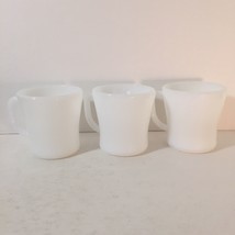 Lot of 3 FEDERAL White Milk Glass Blank D Handle Coffee Mugs Cup HEAT PR... - $34.65