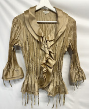 Agora Gold Blouse Top Party Cocktail Holidays PS - $23.73