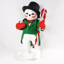 Annalee Mobilitee Snowman Holding Candy Cane 9&quot; Tall Made In Meredith NH - £27.89 GBP