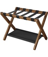 Sturdy Luggage Rack in Walnut Wood Finish with Lower Storage Shelf - $2,682.40 MXN