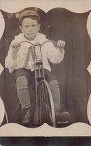 Young BOY-TRICYCLE-REFERENCE Eveline School London? ENGLAND-PHOTO Postcard - £9.29 GBP