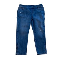 Chico’s Pull-On Blue Denim Jegging Ankle Jeans Lightly Distressed Size 14R - £16.68 GBP