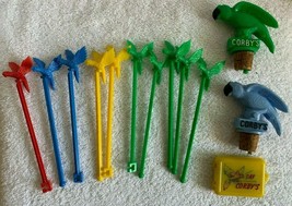 10 Corbys Whiskey Plastic Swizzle Cocktail Stick 2 Bottle Pours &amp; Hair Pins - $29.65