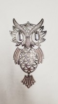 Vintage 1970&#39;s Silver Tone Articulated Dangle Eyes WISE OLD OWL 4.5&quot; Pendant - £3.88 GBP
