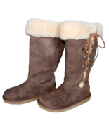 UGG Women&#39;s UPSIDE Tall Cuffed Sheepskin Brown Side Lace-Up Warm Boots ~... - £29.96 GBP