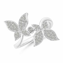 ANGARA Natural Diamond Double Butterfly Ring, Girls in 14K Gold (KI3, 0.4 Ctw) - £1,149.92 GBP