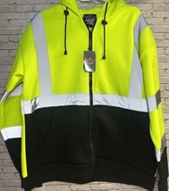 Wild Wear High Visibility Reflective Hooded Zip Up Safety Sweatshirt Hoodie Sz L - £34.46 GBP