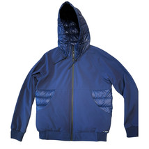 NWT Kenneth Cole Reaction Puffer Jacket Hoodie Sz M Blue Polyester Fill ... - $64.15