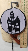 Halloween Haunted House Hanger Hook Decorative Purple Black Metal And Wood - £4.64 GBP