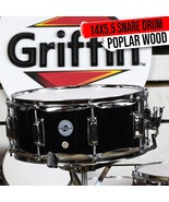 GRIFFIN Snare Drum | Poplar Wood Shell 14&quot; x 5.5&quot; with Black PVC &amp; Coate... - €42,73 EUR
