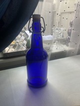 Cobalt Blue CZ Cap Bottle With  Wire Bail Stopper, Rubber Resealable Lid... - $9.50