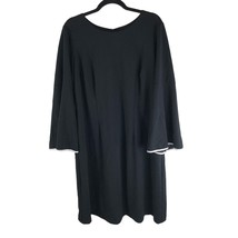 Adrianna Papell Women Sheath Dress Bell Long Sleeve Round Neck Stretch Black 16W - £15.07 GBP