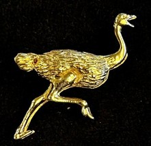 Vintage Gold Tone Running Ostrich Brooch Pin - £6.48 GBP