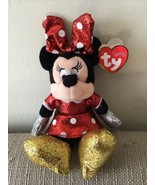 Ty Disney Sparkle &quot;Minnie Mouse&quot; Medium-9”Plush Beanie Babies Red Glitte... - $164.10 MXN