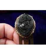 (CBS22-7) GIRL flowers black CAMEO BOOKMARK book mark BRASS books - $21.69