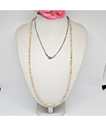 Chan Luu White Beige Crystal Beaded Long Necklace 925 Sterling Silver Chain - $39.95