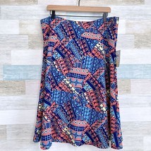 LuLaRoe Stretchy Crepe Azure Skirt Pink Blue Geo Print Womens Plus Size 3XL - $29.69