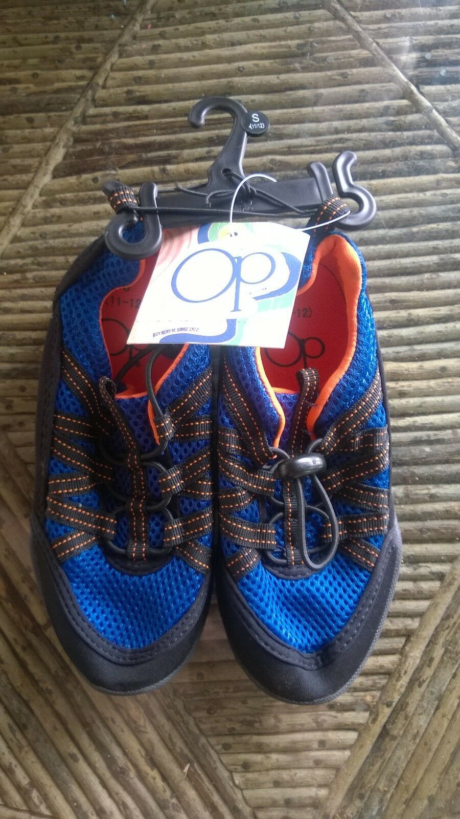 Primary image for Youth OP Black/Blue/Orange Water Shoes Aqua Socks for beach, lake or swimming