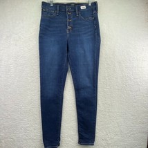 J Crew Womens Skinny Jeans 30 Tall Blue High Rise Dark Wash Denim Button... - £19.77 GBP
