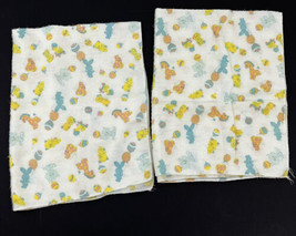 Vintage Baby Blanket Receiving Flannel Elephant Horse Bunny Rabbit Balloons Lot - £17.54 GBP