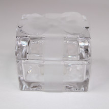 Fitz And Floyd Glass Lidded Clear Trinket Box Frosted Bow Keepsake Chris... - €9,89 EUR