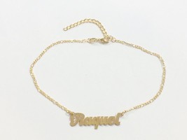 14k gold overlay Personalized Ankle Bracelet with name adjustable fits 8-13inche - £19.53 GBP