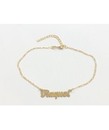 14k gold overlay Personalized Ankle Bracelet with name adjustable fits 8... - $475.79 MXN