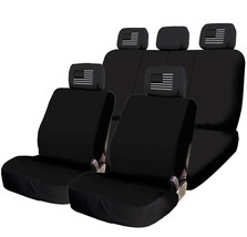 For MERCEDES New Black Flat Cloth Car Seat Cover US Flag design Headrest... - $40.44