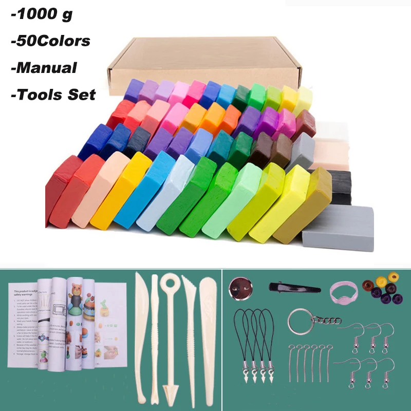 50 Colors Polymer Clay DIY Soft Molding Craft Oven Baking Clay Hand Casting Kit - £26.02 GBP+