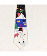 Lord &amp; Taylor Metropolitan 100% Silk Snowman Christmas Tie 57&quot;inches - $21.86 CAD