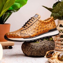 Genuine ostrich quil fashion sneaker Shoes Scanno Antique Paja image 9