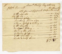 1814 Hand Written and Signed James Coppuck Receipt Mount Holly New Jersey  - $37.62
